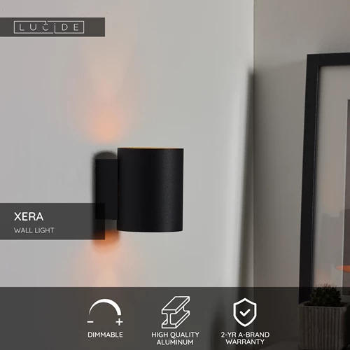 Lucide XERA - Wall light - Ø 8 cm - 1xG9 - Black - USP